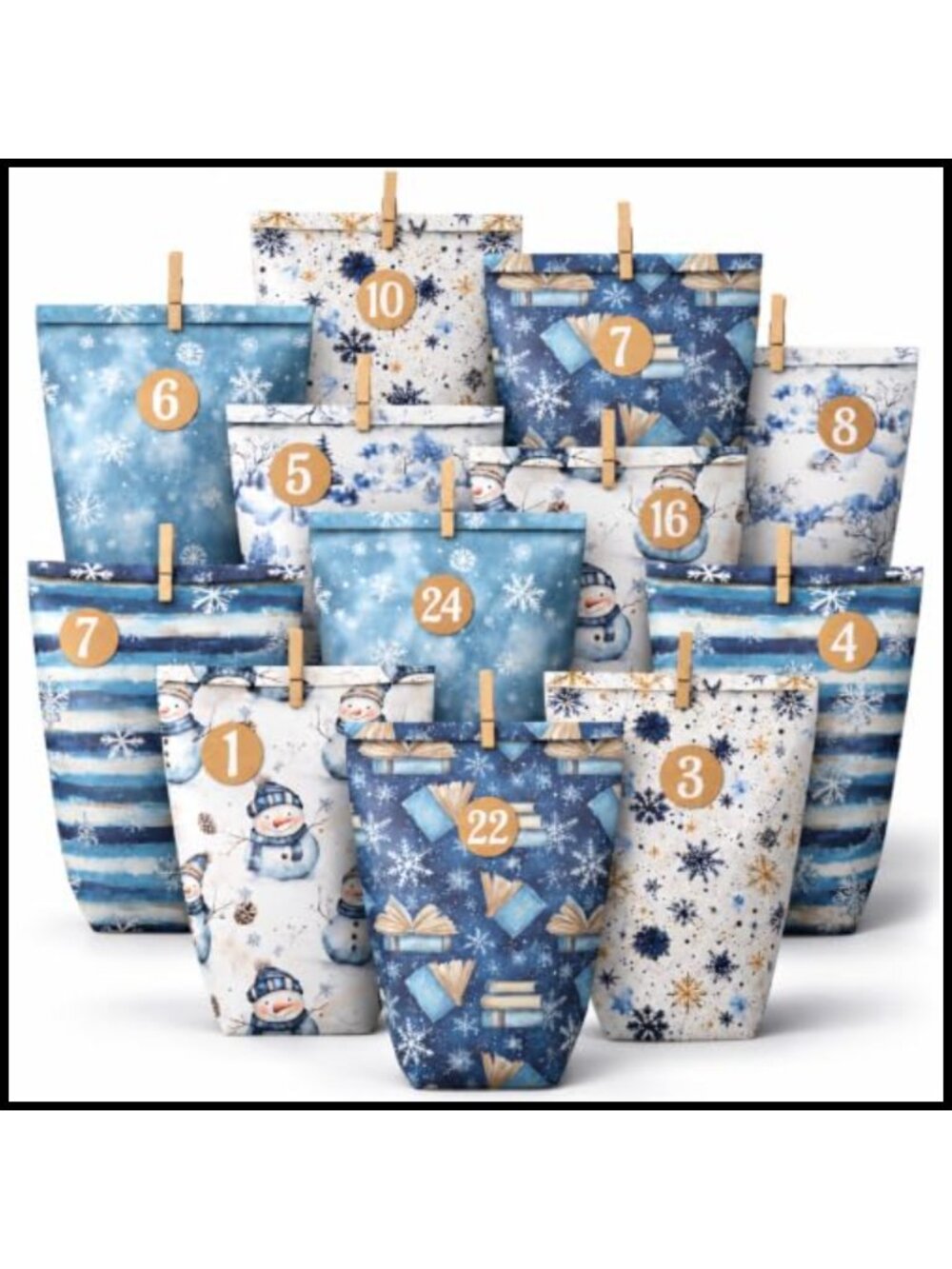 24 Set Fillable Christmas Advent Calendar Bags DIY Countdown Kit